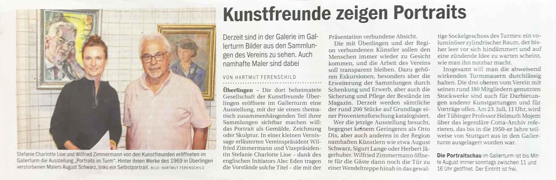 Portraitausstellung Gesellschaft der Kunstfreunde Überlingen, Artikel Südkurier