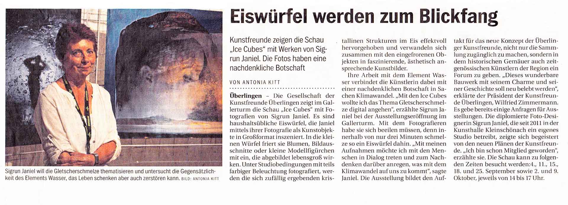 Gesellschaft Kunstfreunde Überlingen, Artikel Südkurier Ice Cubes